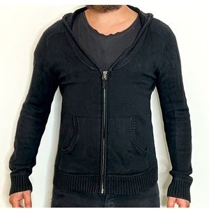 Life/After/denim knit zip up sweater